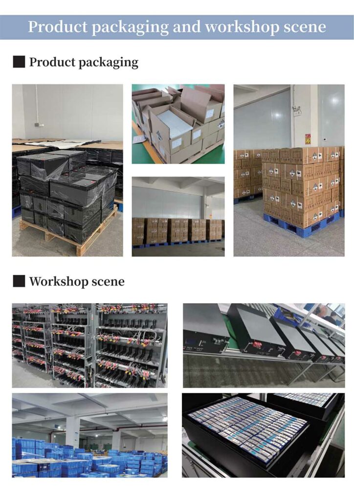 Power Wall LiFePO4 Battery product packaging and workshop scene